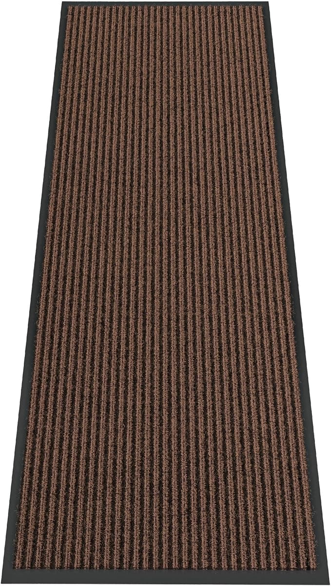 Indoor Outdoor Door Mat, 6' x 2' Doormat for Entryway, Rubber Backing Non Slip Front Door Mat Outside Entrance, Super Absorbent Commercial Floor Mat for Home Office, Brown
