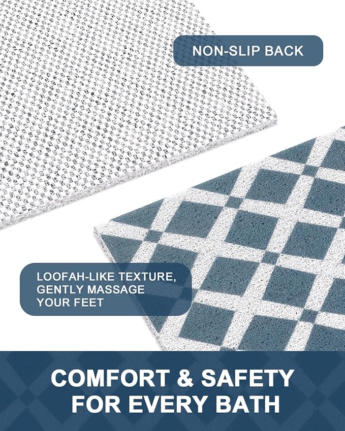 Bathtub Mat Non Slip - Anti Slip Shower Mat, Quick Drying Bath Tub Mats, Soft PVC Loofah Foot Massage Mat, Bath Mat for Shower, Tub, Bathroom, Floor, Kitchen, Pool, Hotel