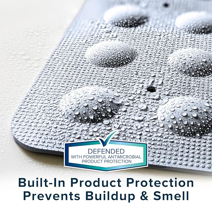 SlipX Solutions Square Natural Rubber Shower Stall Mat, 21” x 21”, Mildew Resistant, Non Slip Safety, Antimicrobial Product Protection, 140 Power Grip Suction Cups, Center Drain Hole, Gray