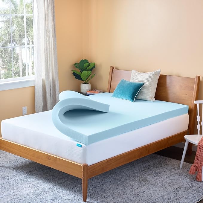 Linenspa Memory Foam Mattress Topper, Full Size - 4 Inch Gel Infused Memory Foam - Plush Feel - Cooling and Pressure Relieving - CertiPUR Certified