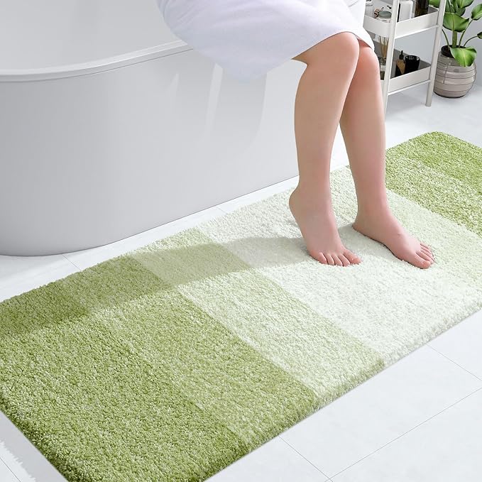 OLANLY Large Bathroom Rugs Mat 54x24, Extra Soft Absorbent Microfiber Bath Rugs, Rubber Backing, Quick Dry, Washable Bath Mats for Bathroom, Tub and Shower, Home Decor Accessories, Mustard Yellow