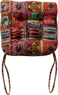 vctops Boho Chair Cushions with Ties Patchwork U-Shaped Soft Cozy Cotton Linen Chair Pads Non Slip Seat Cushions for Indoor Dining Room and Kitchen Chairs (Pink B,16"x16")