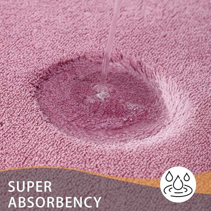 MINIDEAR Toilet Rugs 24x20 - U Shaped Pink Thick Memory Foam Contour Rugs,Ultra Soft & Plush Fluffy, Non-Slip, Quick Dry, Absorbent Washable Floor Microfiber Mat for Home Decor Accessories