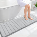 OLANLY Memory Foam Long Bathroom Rugs Runner 59x20, Super Soft Absorbent Bath Mat, Quick Dry, Machine Washable Shower Floor Rugs, Bathmat Carpet, Bathroom Home Decor Accessories, Light Gray