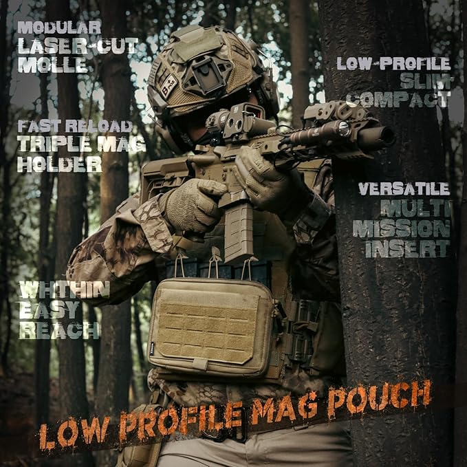 WYNEX Molle Admin Pouch of Kangaroo Style, Tactical Utility Tool Pouch with Mag/Zipper Strip Insert Modular EDC Medical Bag Organizer Attachment Patch Included