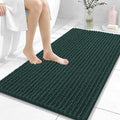 OLANLY Bathroom Rug Mat 44x24, Thick Soft and Absorbent Chenille Bath Mat, Non-Slip Rubber Backing, Machine Washable Quick Dry Bath Rugs for Tub Shower Floor, Home Decor Accessories, Blackish Green