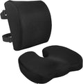 Amazon Basics Comfortable Seat Cushion & Lumbar Support for Office Chairs, Memory Foam with Cooling Gel, Non-Slip, Black