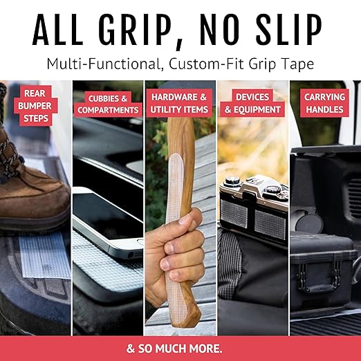 CATTONGUE GRIPS Non-Abrasive Grip Tape Roll - 1” Wide Heavy-Duty, Waterproof Anti-Slip Tape for Wrapping Tools, Grab Bars, Gym Equipment & More - Indoor & Outdoor Non-Skid Solution (Glow, 10ft)