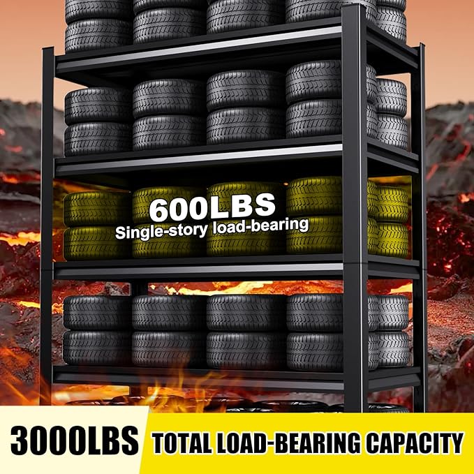 Set of 9 All Metal Garage Shelving - 2050 lbs 5 Tier Storage Shelves, Adjustable Heavy Duty Metal Shelving Unit and Storage Large Rack, Utility Steel Shelf for Warehouse Industrial Pantry 71"x46"x20"
