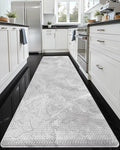 DEXI Kitchen Floor Mats Cushioned Anti Fatigue, 23x86 Large Long Standing Comfort Runner Rug Waterproof, Marble Memory Foam Padded for Front Sink Laundry, Light Grey
