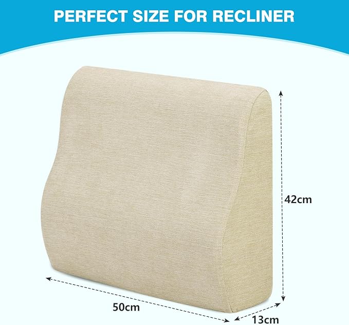 Back Support Pillow for Recliner Dual Layer Lumbar Support Pillow with Gel Memory Foam Ergonomic Orthopedic Lumbar Cushions for Elderly Lower Back Pain Relief Washable Cover Khaki