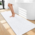 OLANLY Thick Bathroom Runner Rugs 47x20, Extra Soft Absorbent Chenille Bath Rugs, Rubber Backing, Machine Wash Dry, Long Bath Mats for Bathroom Floor, Tub and Shower, Home Decor Accessories, White