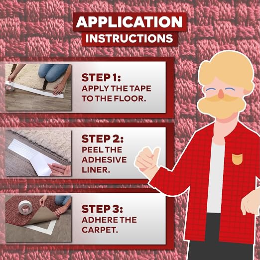 XFasten Double Sided Carpet Tape - 2” x 20yd (3-Pk) Bulk Double Sided Rug Tape for Carpet, Indoor Outdoor Carpet Tape for Area Rugs over Carpet, Strong Adhesion Carpet Binding Tape for Hardwood Floors