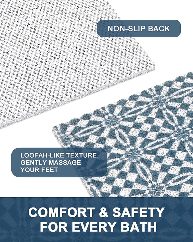 Shower Mat Non Slip - Quick Drying Anti Slip Shower Mats for Inside Shower, Soft PVC Loofah Foot Scrubber Mat, Extra Large Bath Mat for Shower, Tub, Bathroom, Floor, Kitchen, Home, Pool, Hotel