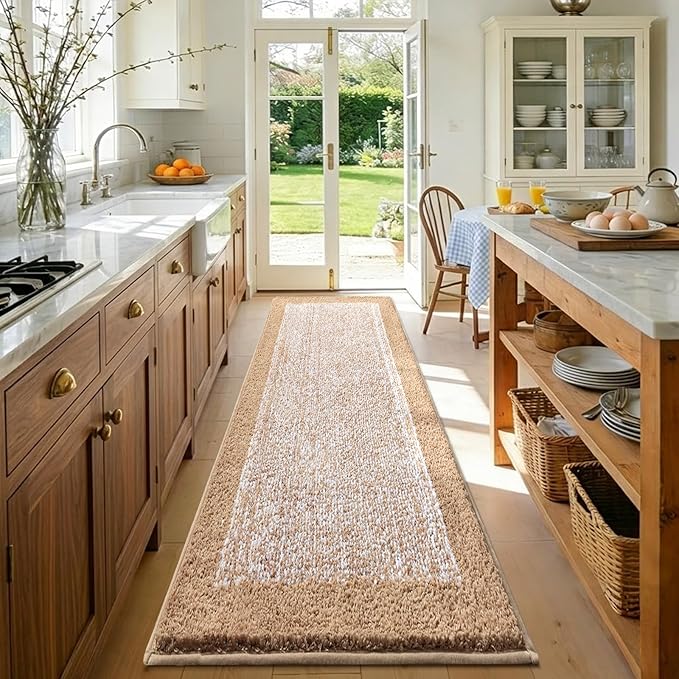 70x24 Long Bathroom Rugs Washable Non Slip, Beige Bath Mat for Bathroom Floor Tub, Soft Absorbent Quick Dry Mats for Shower, Bathtub,Home Decor
