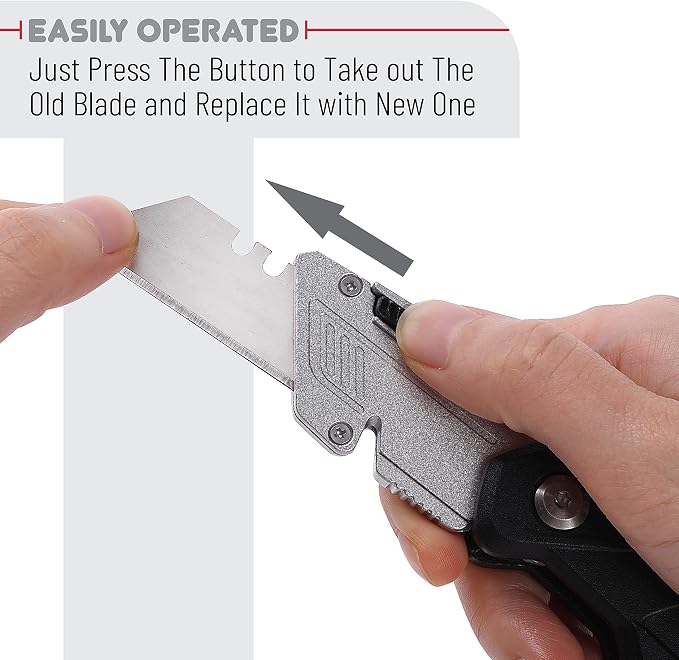 Bates Box Cutter - Folding Utility Knife With 3 Extra Blades, Retractable