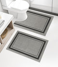chakme 2 Piece Bathroom Rug Set, Ultra Thin Bath Mat, Quick Dry, Absorbent, Non Slip, Machine Washable, Dark Grey, 17"x24"+Toilet Mat