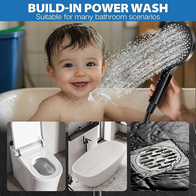Shower Head,12”Rain Shower Head with Handheld Spray Combo and Adjustable Extension Arm/Shower System,High Pressure Rain Fall Hose,Chrome