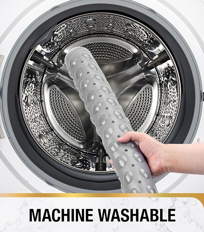 HITSLAM Shower Bathtub Mat Non Slip, 24"x 24" Bath Mat for Tub, Soft PVC Shower Mats for Inside Shower with Suction Cups and Center Drain Hole, Machine Washable Bathroom Floor Mat, Grey