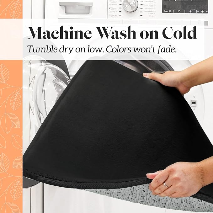Memory Foam Bath Mat Non Slip Absorbent Super Cozy Velvet Bathroom Rug Carpet (20 inches X 32 inches, Black)