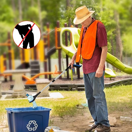 12-Piece Heavy-Duty Trash Collection Tool - 32-Inch Lightweight Telescopic Grabber Ergonomic Handle, Non-Slip Grip | Multi-Purpose Mobility Aid for Seniors