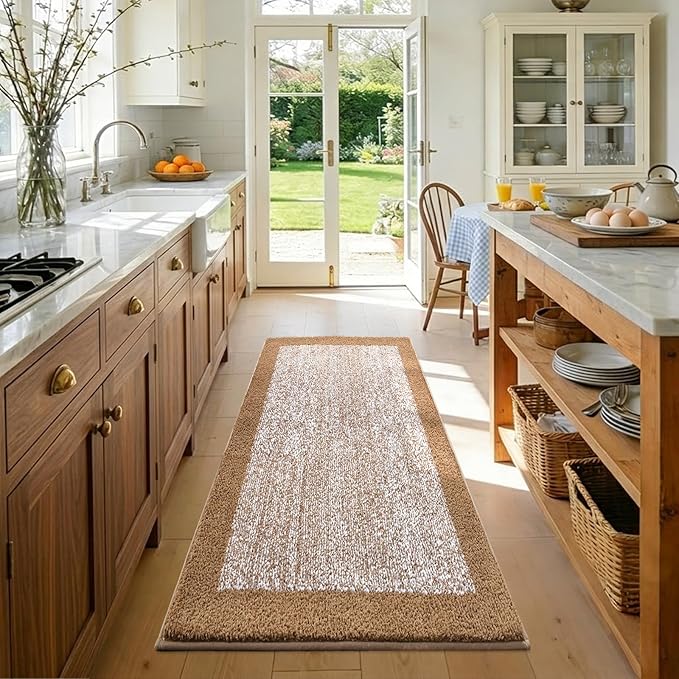 48x24 Long Bathroom Rugs Washable Non Slip, Coffee Bath Mat for Bathroom Floor Tub, Soft Absorbent Quick Dry Mats for Shower, Bathtub,Home Decor