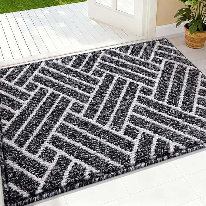 OLANLY Indoor Door Mat, 36x24 Inch, Dirt Resistant and Absorbent, Non-Slip Rubber Backing Floor Mats, Easy Clean Low-Profile Doormat for Entryway, Front Door, and Inside Entrance, Black