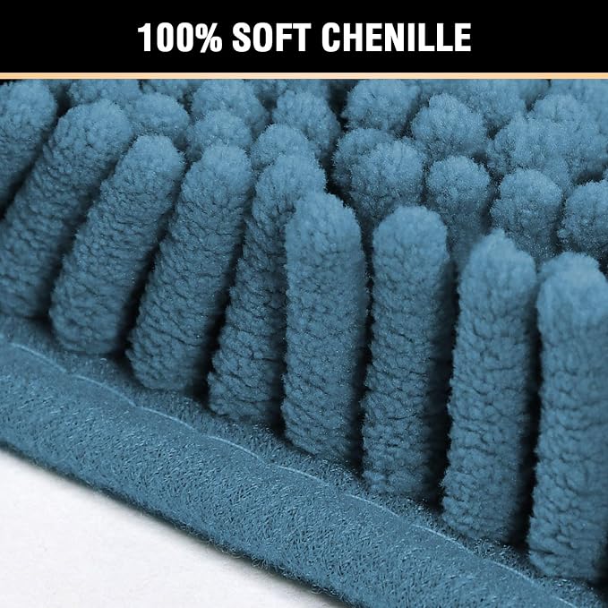 H.VERSAILTEX Bath Mat for Bathroom Non Slip Luxury Chenille Ultra Soft Bath Rugs 24x36 Absorbent Non Skid Shaggy Rugs Washable Dry Fast Plush Area Carpet Mats for Indoor, Bath Room, Tub - Dark Teal