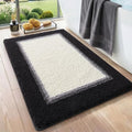 DEXI Bathroom Rugs 36x24, Absorbent Extra Soft Plush Microfiber Bath Mat for Bathroom, Non Slip Washable Bathmat Quick Dry for Shower Floor, Sink, Tub, Laundry Room, Black and White