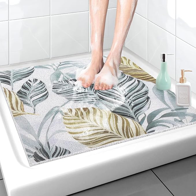 Square Shower Mat, 32x32 Inch Extra Large Non Slip Shower Mats for Inside Shower, Soft PVC Loofah Shower Mat Anti Slip Quick Drying, Shower Stall Mats for Home, Holtel, Bathroom