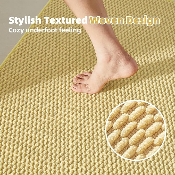 TYUU Toilet Rug, Thin Toilet Rugs U Shaped Washable Non Slip Absorbent Quick Dry Low Pile Toilet Mat, Yellow 20"x24" U Shape