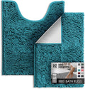 Hearth & Harbor Bathroom Rugs, Chenille Bath Mat - Machine Washable Bath Mats for Bathroom Non-Slip Backing Rubber, Quick Dry Bathroom Mat - Teal Blue 17x24-20x24