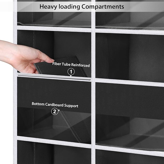 Univivi 5-Shelf Over Door Hanging Organizer Fabric Door Storage for Baby Nursery Nursery Closet Cabinet Wall Mount Hanging Storage Organizers with 8 Deep Pockets and 4 Small PVC Pockets(Black)