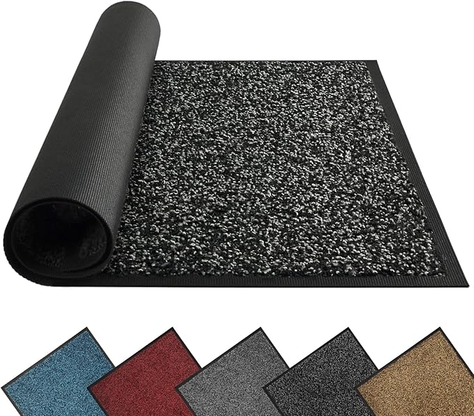 Mibao Front Door Mat Indoor Entrance, 72" x 24", Welcome Mat for Outdoor Indoor, Non-Slip Waterproof Doormat, Durable Machine Washable Low Profile Entry Rug for Back Door Outside, Anthracite Black