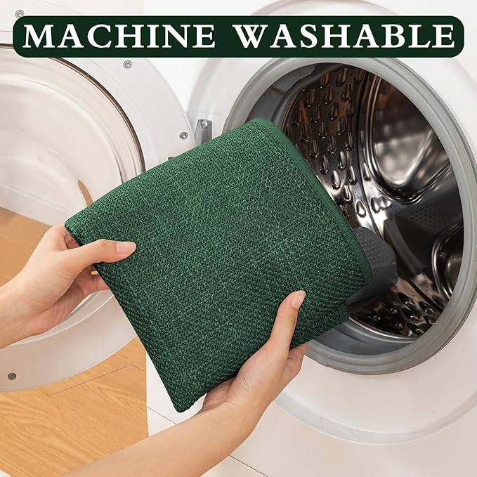 YIHOUSE Green Bathroom Rug Sets 2 Piece, Bath Mat Quick Dry, Thin Bath Rug Set, Absorbent Bath Mat for Bathroom Non Slip Washable for Toilet and Floor 17"x24"+17"x32"