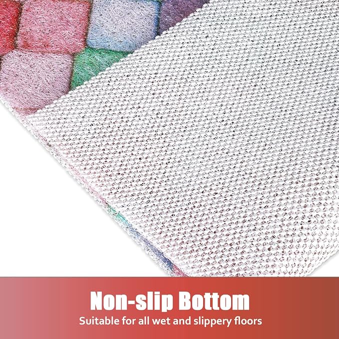 Shower Mat Non-Slip, Soft Comfort Bath Mat with Drainage Holes, PVC Loofah Massage Bathtub Mat for Shower, Tub, Bathroom, Wet Areas, Quick Drying