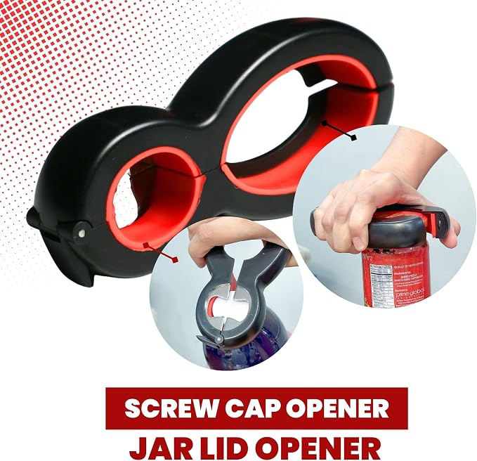 Performore 6 in One Opener - Multi Opener Kitchen Tool - Compact Jar Opener - Bottle and Jar Openers for Seniors - Grip to Open Jars and Bottles (Pack of 2)