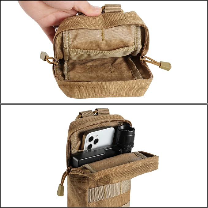 FRTKK 2 Pack Molle Pouches - Tactical Compact Water-Resistant EDC Pouch Bag Small Utility Pouch