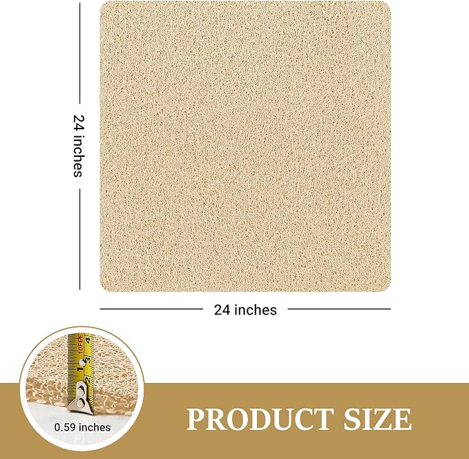 Shower Mat Bathtub Mat Non-Slip,24x24 inch, Soft Tub Mat with Drain,PVC Loofah Bath Mat (Phthalate Free) for Tub and Bathroom,Quick Drying,Khaki
