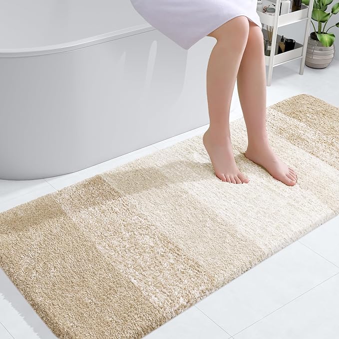 OLANLY Large Bathroom Rugs Mat 44x32, Extra Soft Absorbent Microfiber Bath Rugs, Rubber Backing, Quick Dry, Washable Bath Mats for Bathroom Floor, Tub and Shower, Home Decor Accessories, Light Beige