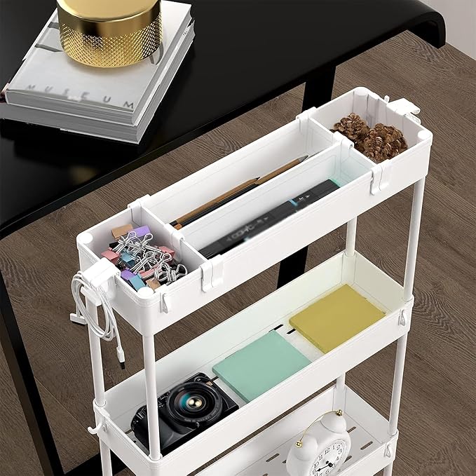 SPACELEAD 2-piece Set Slim Storage Cart 3 Tier,Bathroom Organizer Rolling Utility,Mobile Shelving Unit Slide Out for Office, Kitchen, Laundry Room & Narrow Places