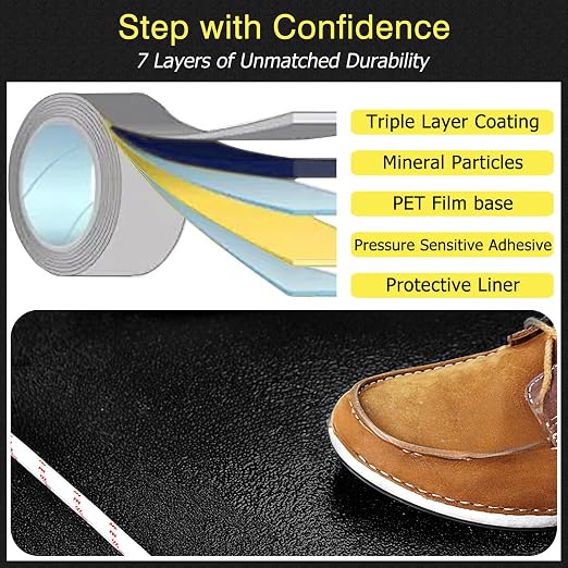 S&X Heavy Duty Anti Slip Tape - 2" x 60' Premium Industrial Grade Grit 60 - Non-Skid Traction Grip Tape for Outdoor Stairs, Steps, Ramps, Boats, Decks - Waterproof, Weather & Wear Resistant