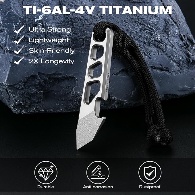 KEEPO LINK Mini Pry Bar with Bottle Opener, 2.16” Titanium Pocket Pry Bar Keychain Multitool for Everyday Carry, OLT07