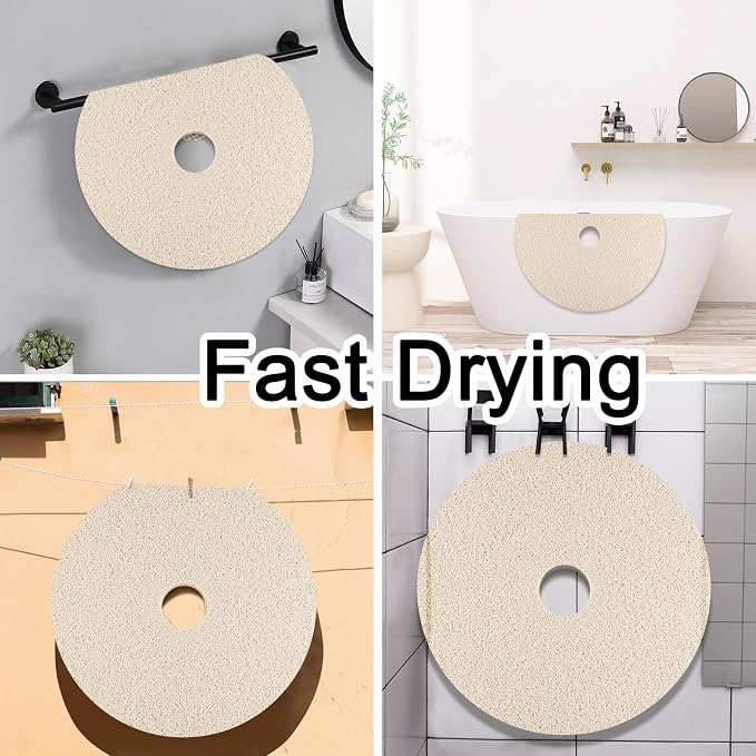 Shower Mat Non Slip, Round Shower Mat for Inside Shower, Non Slip Bathtub Mat, Fast Drying Bath Tub Mats, Loofah Mat for Shower Bathroom, Quick Drying, Resistant (Beige, 32 x 32 Inch)