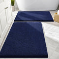 Smiry Bathroom Rugs Sets 2 Piece, Soft Absorbent Chenille Machine Washable Non Slip Shaggy Bath Rug Set for Tub, Shower, and Floor (30x20+24x16, Navy Blue)