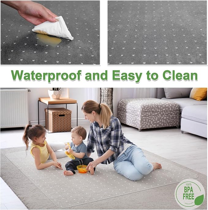 100pointONE Extra Large Office Chair Mat for Carpet, 46" x 60" Clear Desk Chair Mat for Low Pile Carpeted Floors- Easy Glide Plastic Floor Mat for Office Chair on Carpet
