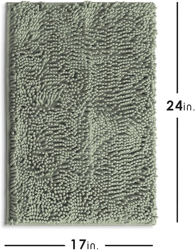 Hearth & Harbor Bathroom Rugs, Chenille Bath Mat - Machine Washable Bath Mats for Bathroom Non-Slip Backing Rubber, Quick Dry Bathroom Mat