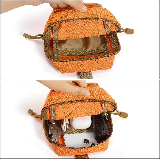FRTKK 2 Pack Molle Pouches - Tactical Compact Water-Resistant EDC Pouch Bag Small Utility Pouch