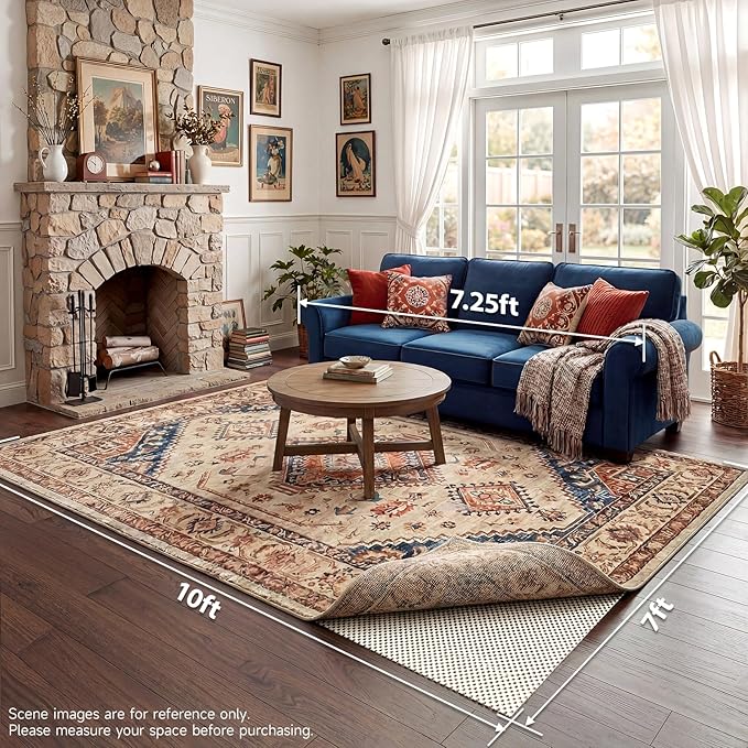 Veken 7x10 Ft Rug Pad Gripper for Hardwood Floors, Non Slip Rug Pads for Area Rugs, Thick Rug Grippers for Tile Floors, Under Carpet Anti Skid Mat, Keep Your Rugs Safe and in Place