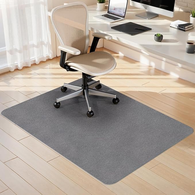 Sycoodeal Office Chair Mat for Hardwood Floor,Slip Resistant Floor Mat for Office Computer Gaming Chair,Heavy Duty Floor Protector for Rolling Chairs,Easy to Clean,Grey(36"x48")